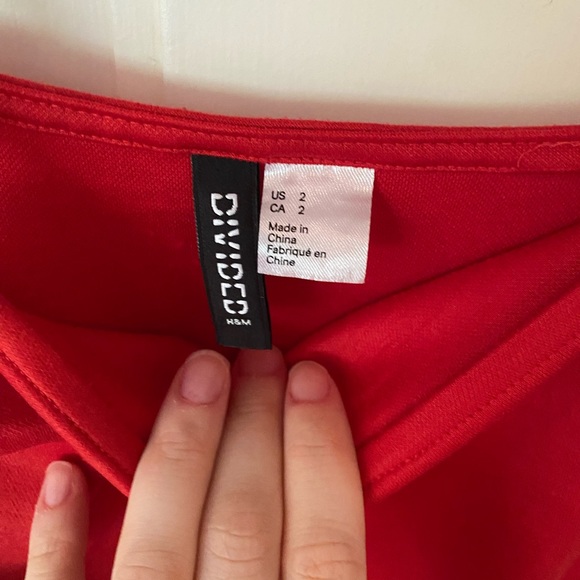 H&M bodycon dress - red with white and black stripes down side - Picture 4 of 7